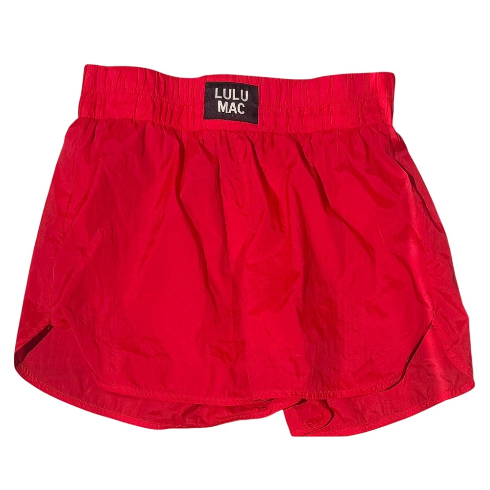 Lulu Mac Womens Red Nylon Athletic Running Shorts Size Medium Elastic Waistband